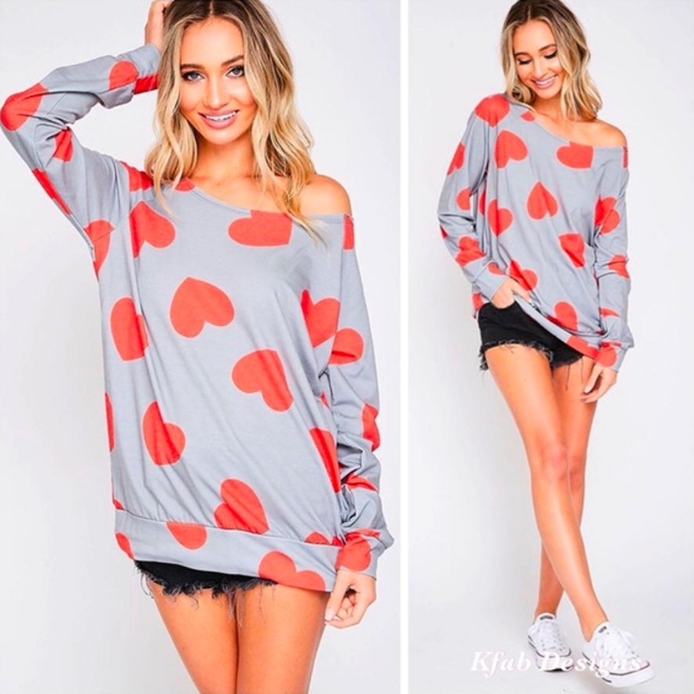 On/Off Shoulder Knit HEART TOP - Picture 8 of 11